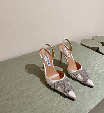  Aquazzura Gatsby Sling Satin 105 White