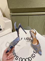  Aquazzura Gatsby Sling Satin 105 Blue - 3
