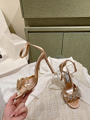 Aquazzura Crystal Margarita Satin Sandal 105 Beige - 2