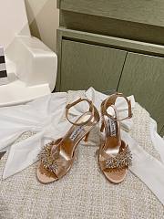 Aquazzura Crystal Margarita Satin Sandal 105 Beige - 3