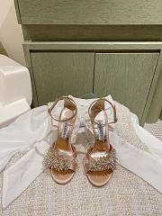 Aquazzura Crystal Margarita Satin Sandal 105 Beige - 5