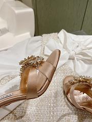 Aquazzura Crystal Margarita Satin Sandal 105 Beige - 4