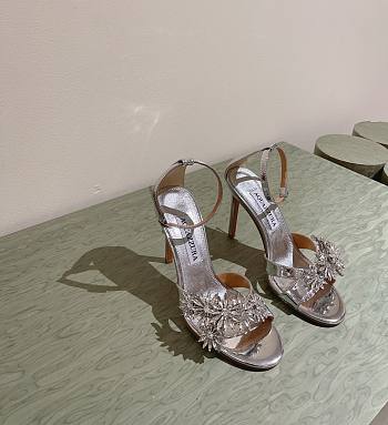Aquazzura Crystal Margarita Sandal 105 Silver