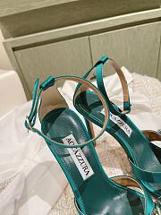 Aquazzura Crystal Margarita Satin Sandal 105 Green - 6