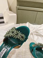 Aquazzura Crystal Margarita Satin Sandal 105 Green - 4