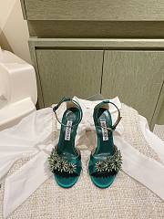 Aquazzura Crystal Margarita Satin Sandal 105 Green - 3