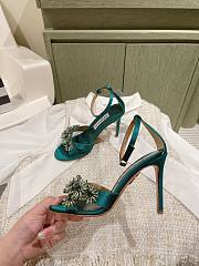 Aquazzura Crystal Margarita Satin Sandal 105 Green - 2