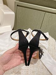 Aquazzura Crystal Margarita Satin Sandal 105 Black  - 6