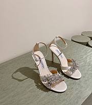 Aquazzura Crystal Margarita Satin Sandal 105 White - 1