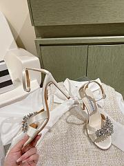 Aquazzura Crystal Margarita Satin Sandal 105 White - 5