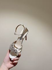 Aquazzura Crystal Margarita Satin Sandal 105 White - 4