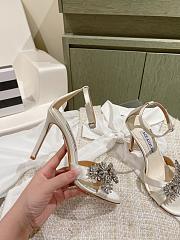 Aquazzura Crystal Margarita Satin Sandal 105 White - 3