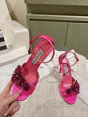 Aquazzura Crystal Margarita Satin Sandal 105 Pink - 6