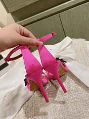 Aquazzura Crystal Margarita Satin Sandal 105 Pink - 4