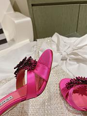 Aquazzura Crystal Margarita Satin Sandal 105 Pink - 3