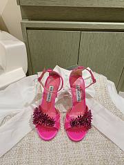 Aquazzura Crystal Margarita Satin Sandal 105 Pink - 2