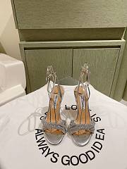 Aquazzura Crystal Twist 105 Leather Sandals Silver - 3