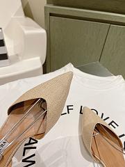 Aquazzura Beyond Leather-trimmed Raffia Pointtoe Flats In Natural - 4