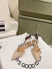 Aquazzura Beyond Leather-trimmed Raffia Pointtoe Flats In Natural - 5