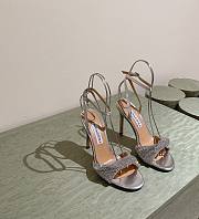 Aquazzura Crystal Twist 105 Leather Sandals Silver - 1