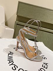 Aquazzura Olie Sandal 105 Silver Metallic Leather  - 6