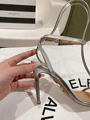 Aquazzura Olie Sandal 105 Silver Metallic Leather  - 5