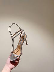 Aquazzura Olie Sandal 105 Silver Metallic Leather  - 4