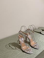 Aquazzura Olie Sandal 105 Silver Metallic Leather  - 3