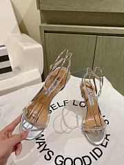 Aquazzura Olie Sandal 105 Silver Metallic Leather  - 2