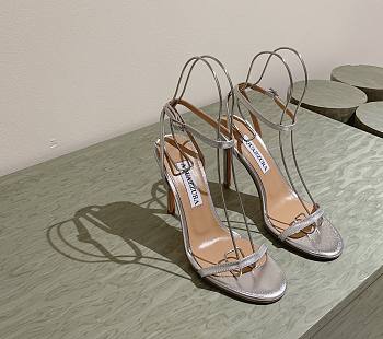Aquazzura Olie Sandal 105 Silver Metallic Leather 