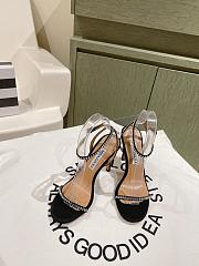 Aquazzura Olie Sandal 105 Satin Crystal Black - 4