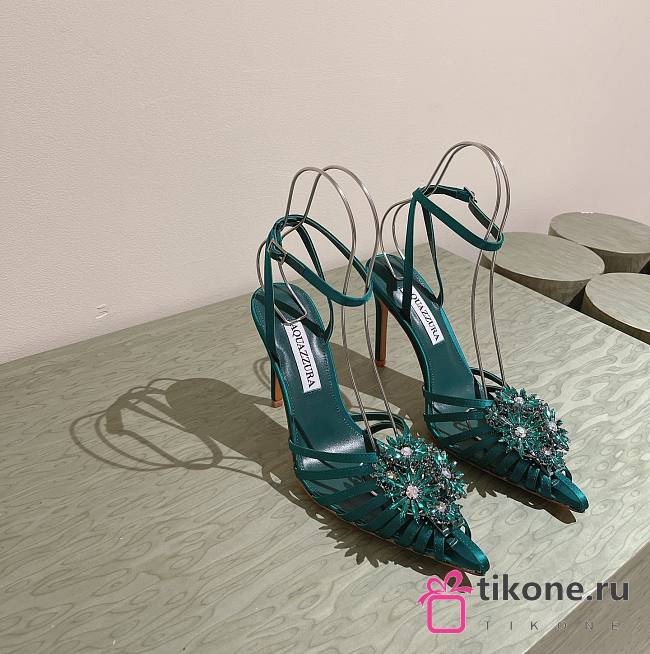 Aquazzura Crystal Margarita Pump 105 Green - 1