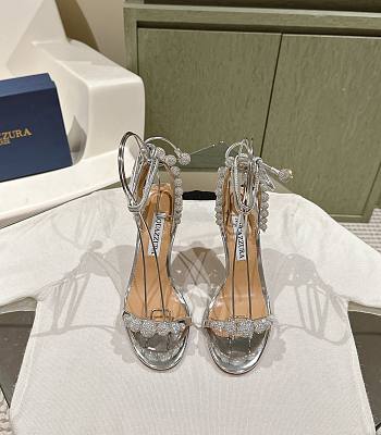 Aquazzura Disco Dancer 105 Embellished Sandals Silver