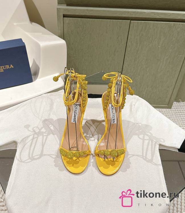 Aquazzura Disco Dancer 105 Embellished Sandals Yellow  - 1
