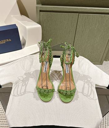 Aquazzura Disco Dancer 105 Embellished Sandals Green