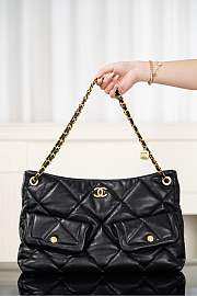 Chanel Shopping Bag Shiny Lambskin & Gold Tone Metal Black - 38x26x11cm - 1