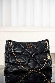 Chanel Shopping Bag Shiny Lambskin & Gold Tone Metal Black - 38x26x11cm - 6