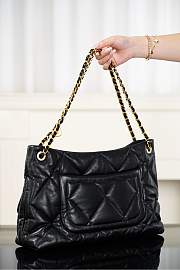 Chanel Shopping Bag Shiny Lambskin & Gold Tone Metal Black - 38x26x11cm - 3