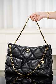Chanel Shopping Bag Shiny Lambskin & Gold Tone Metal Black - 38x26x11cm - 2