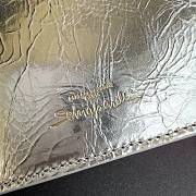 Schiaparelli Keyhole Chain Clutch Silver Laminated Crinkled Calf Leather - 19x11x4cm - 5