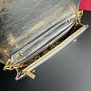 Schiaparelli Keyhole Chain Clutch Silver Laminated Crinkled Calf Leather - 19x11x4cm - 6