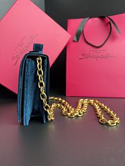 Schiaparelli Keyhole Bijou Chain Clutch Blue Velvet - 19x10.5x4cm - 4