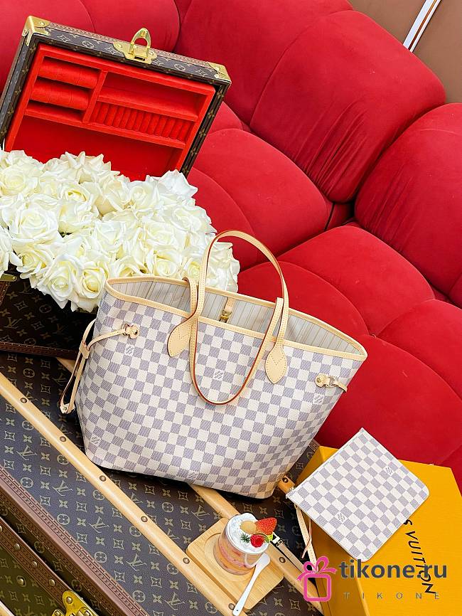 LV Neverfull MM Damier Azur Canvas Beige N40604 - 31x28x14cm - 1