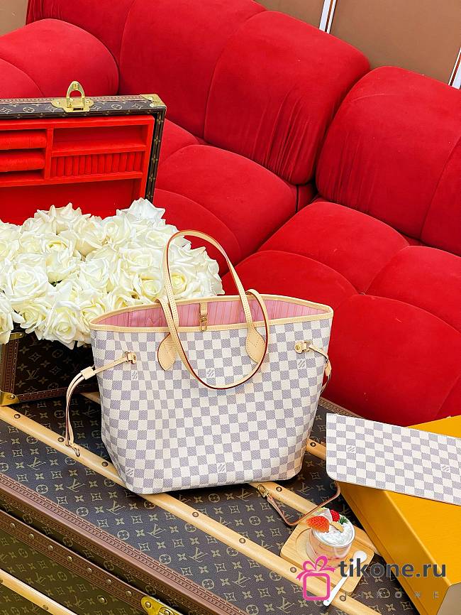 LV Neverfull MM Damier Azur Canvas Pink N40603 - 31x28x14cm - 1