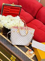 LV Neverfull MM Damier Azur Canvas Pink N40603 - 31x28x14cm - 5