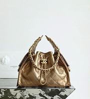 Chanel 25 Handbag Small Metallic Grained Calfskin & Gold Metal Dark Gold - 30x26x14cm - 1