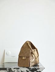 Chanel 25 Handbag Small Metallic Grained Calfskin & Gold Metal Dark Gold - 30x26x14cm - 3
