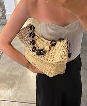 Loewe Medium Ola Bag In Raffia And Calfskin Beige - 26x18x13cm - 1