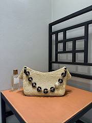Loewe Medium Ola Bag In Raffia And Calfskin Beige - 26x18x13cm - 6