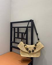 Loewe Medium Ola Bag In Raffia And Calfskin Beige - 26x18x13cm - 4